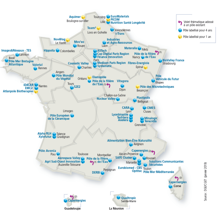 La nouvelle carte des pôles de compétitivité