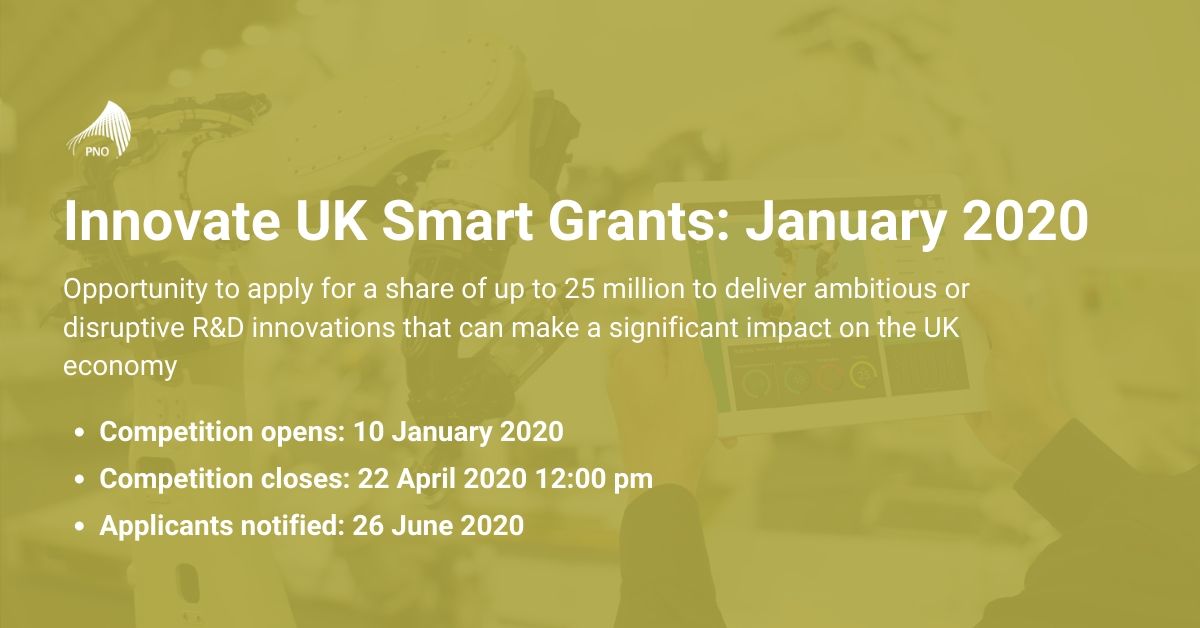 Innovate UK Smart Grants January 2020 PNO Consultants UK